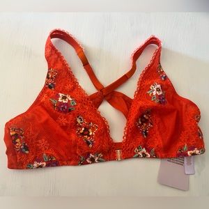 Red Flowery Savage X Fenty Bralette -  Large